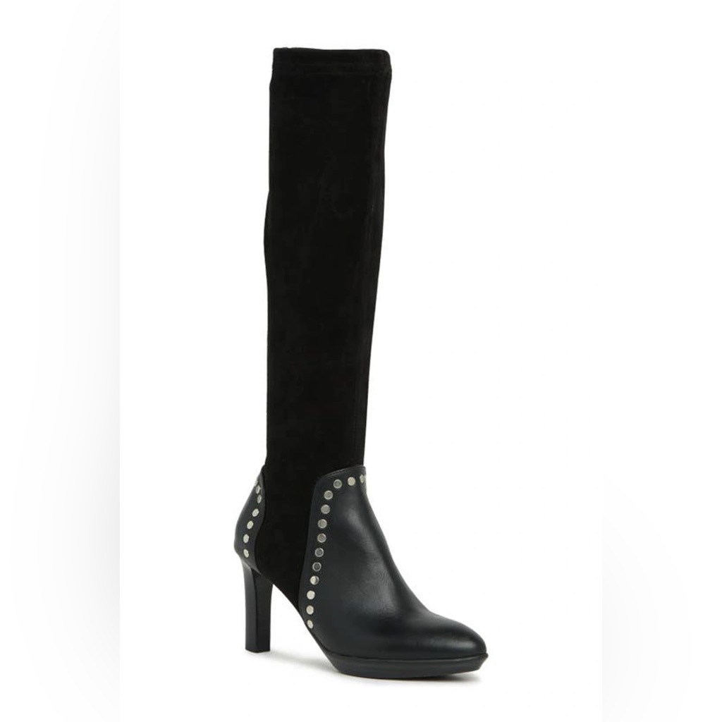 Aquatalia Rolla Stretch Knee High Boot Black Studded